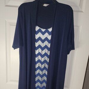 Espresso Navy silver chevron Bias Stripe Layered 2-in-1 Tunic dress  women plus